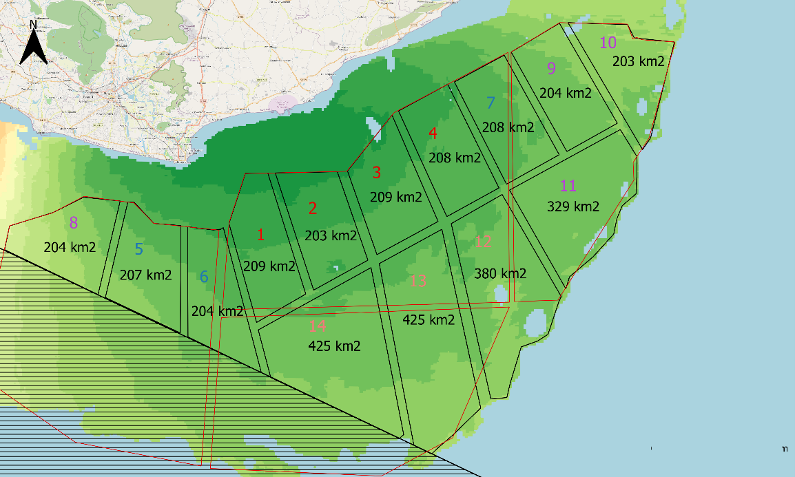 14 spots located for offshore wind in the Gulf of Mannar. Source: From the report "Maritime Spacial Planning for Offshore Wind Parks in Tamil Nadu". See link below.