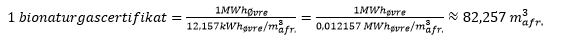 Omregning bionaturgascertifikat
