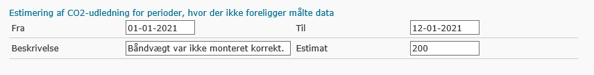 Estimering af Co2 udledning for perioder, hvor der ikke foreligger målte data