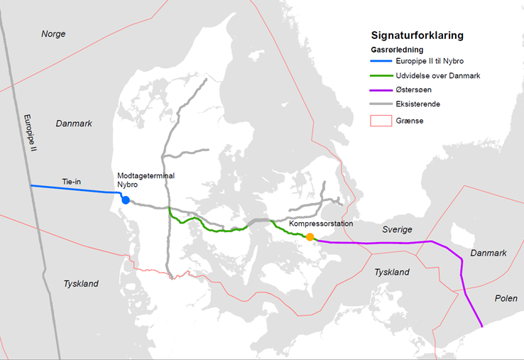 Linjeføringen af Baltic Pipe rørledningen