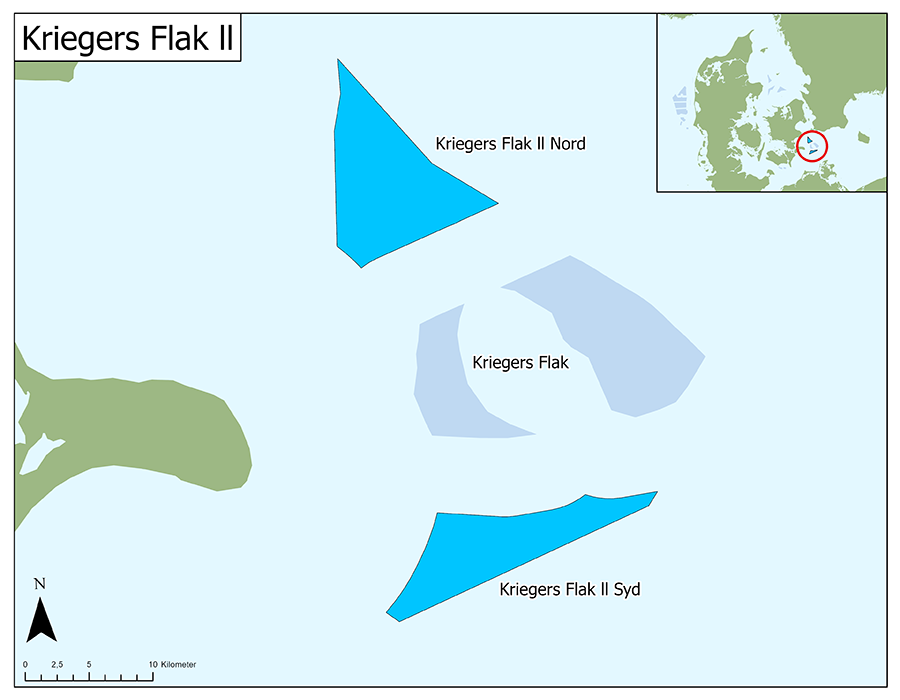 Planområde over Kriegers Klak II øst for Sjælland