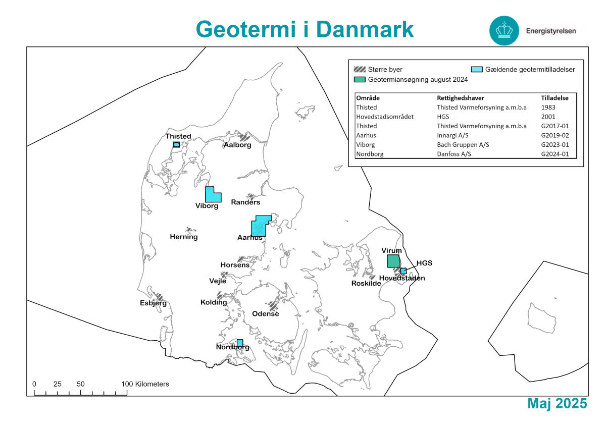 Landkort der viser geotermi i Danmark