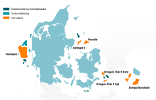 Illustration: eksisterende havvindmølleparker og parker i udbud og under etablering.