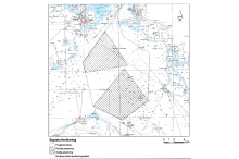 Kortet viser forundersøgelsesområdet med den sydlige og nordlige placering af Lillebælt Syd Havvindmøllepark.