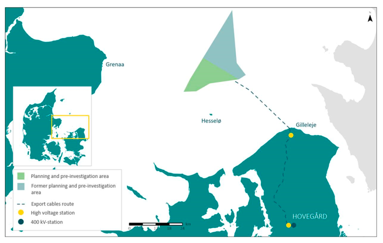 Illustration: Planning and pre-investigation area for Hesseloe Offshore Windfarm.