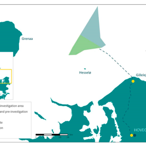 Illustration: Planning and pre-investigation area for Hesseloe Offshore Windfarm.